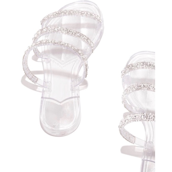 Clear Jelly Slip On Sandals With Rhinestone Detail - Picture 6 of 8